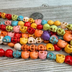 Rainbow Magnesite Skull Beads - Full Strand - Jewelry Making Supplies